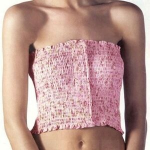 Dri Release Pink Smocked Floral Breast Binder Stretch Tube Top - Size Large